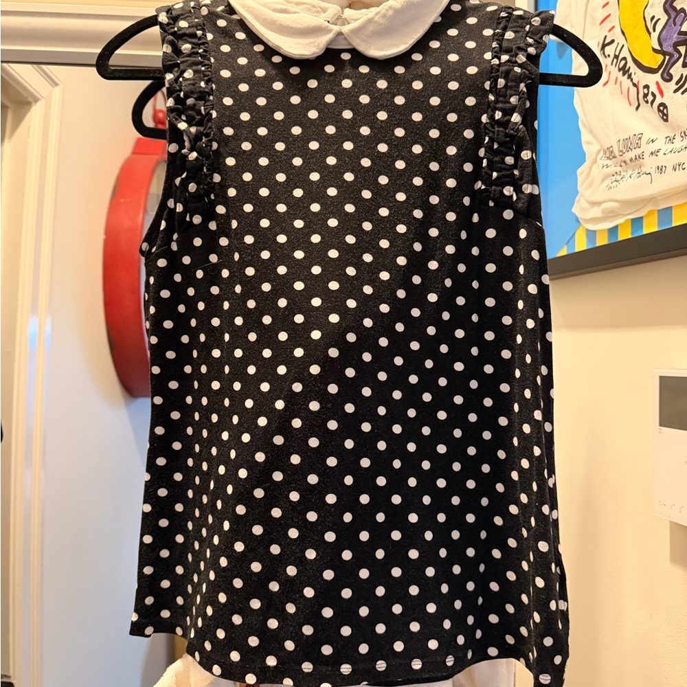 CeCe Black and White Polka Dot Top